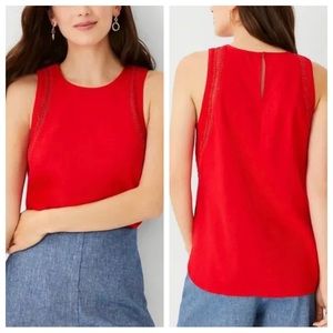 Ann Taylor Lace Trim Halter Top, Size L